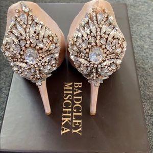 Badgley Mischka Satin Rhinestone Pumps